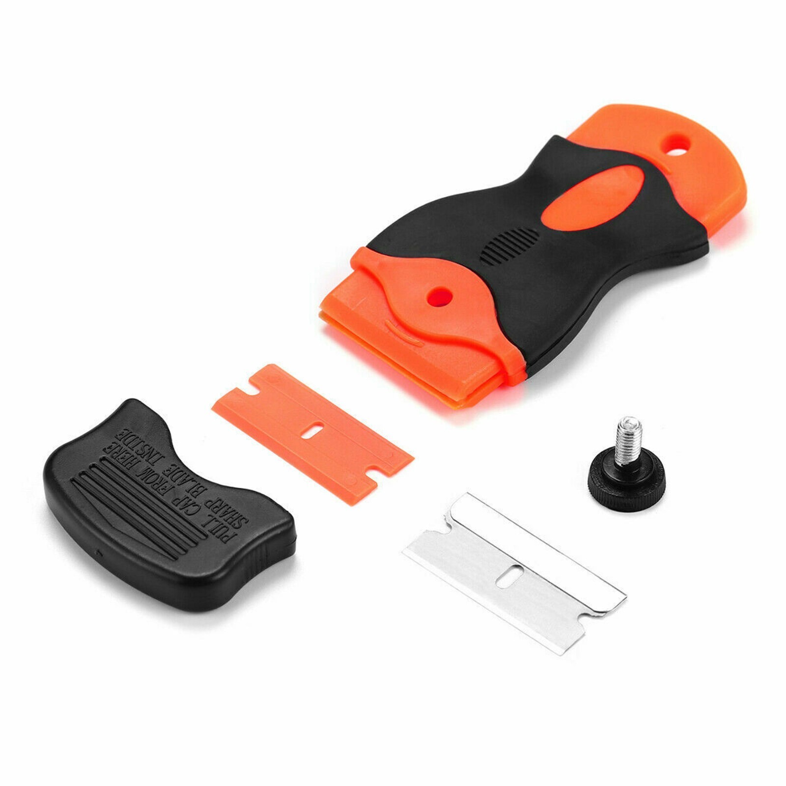 100 Pcs Plastic Razor Blades + 2 Razor Scraper Double Edged Sticker Removal Tool