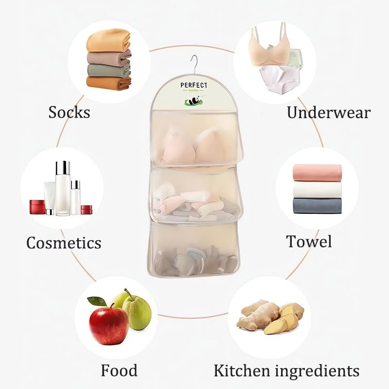 Multi Purpose Multi Layer Mesh Storage Hanging Bag,Hanging Storage with 1
