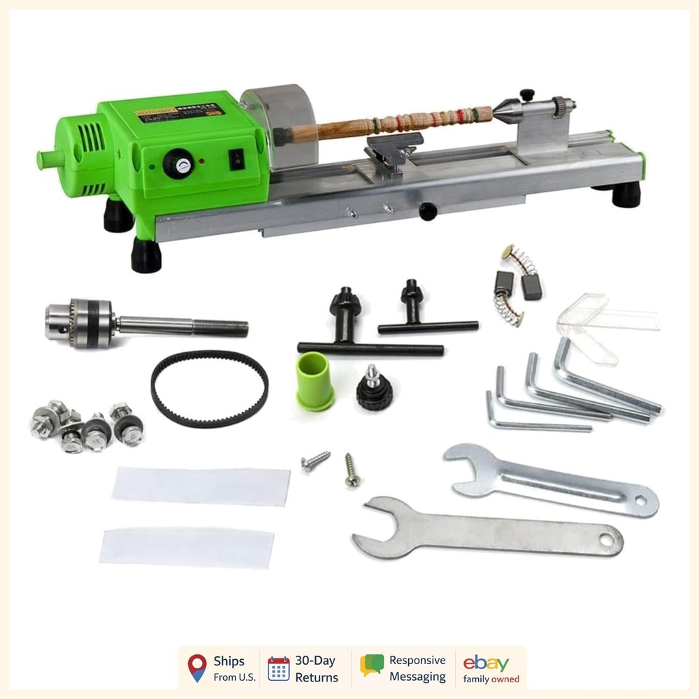 Compact Mini Wood Lathe with Variable Speed Control for DIY Woodworking