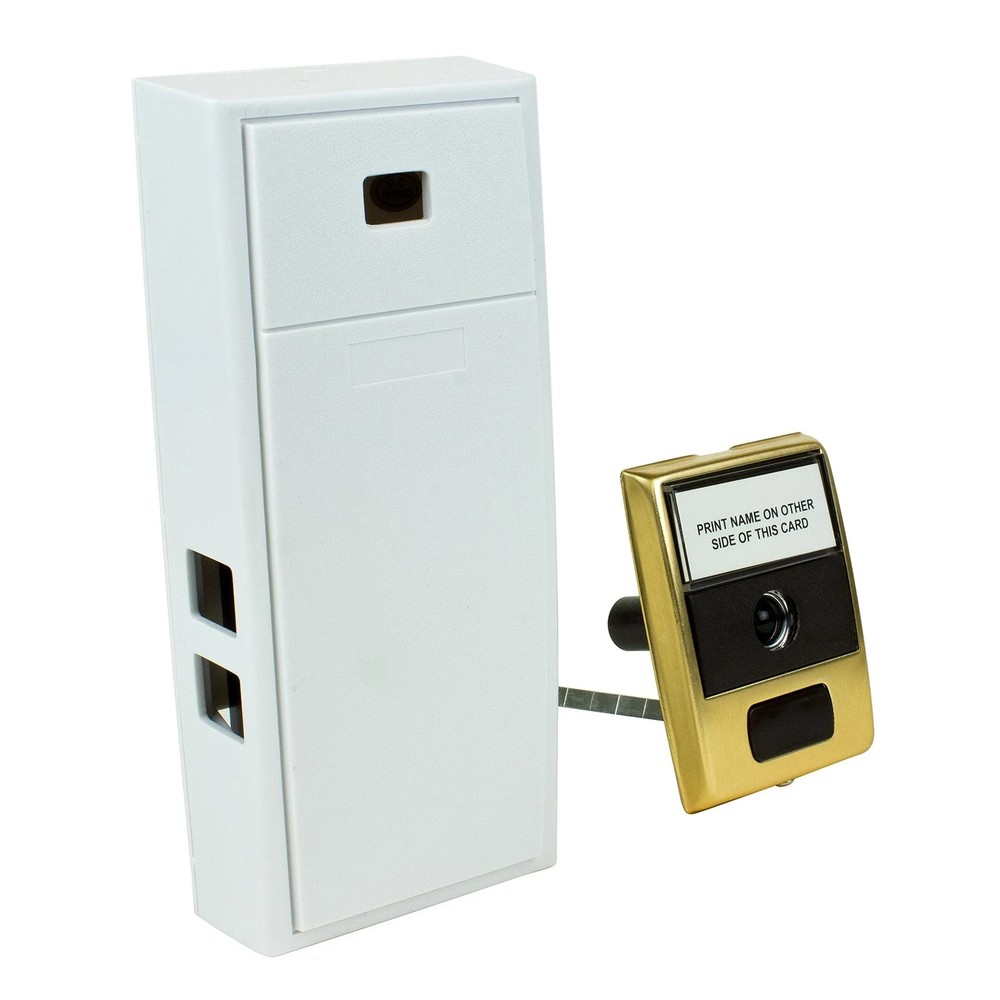 Wireless Mechanical Two Note Chime Door Button Built in Viewer White/Brass