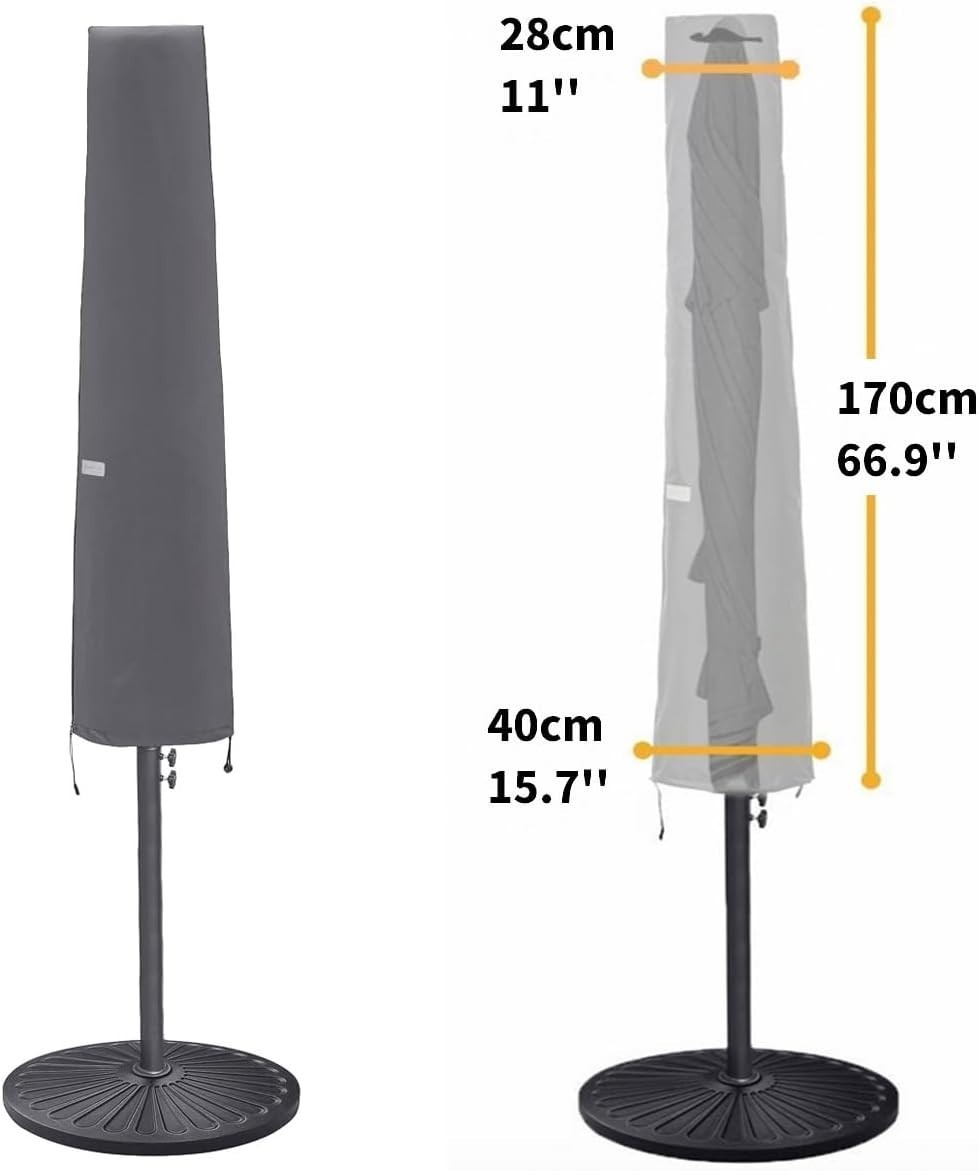 Patio Umbrella Cover 6-9ft Waterproof Zipper Rod Outdoor Market Grey NEW