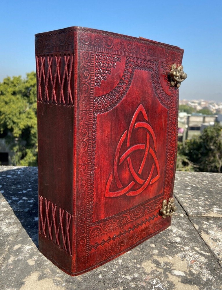 Extra Large 600 Page Brown Embossed Celtic Leather Unlined Diary Leather Journal