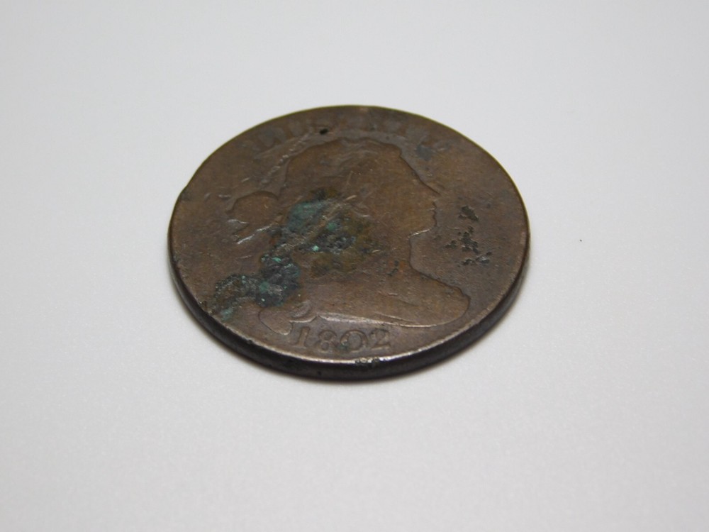 VINTAGE US COPPER COINS 1802 DRAPED BUST LARGE CENT