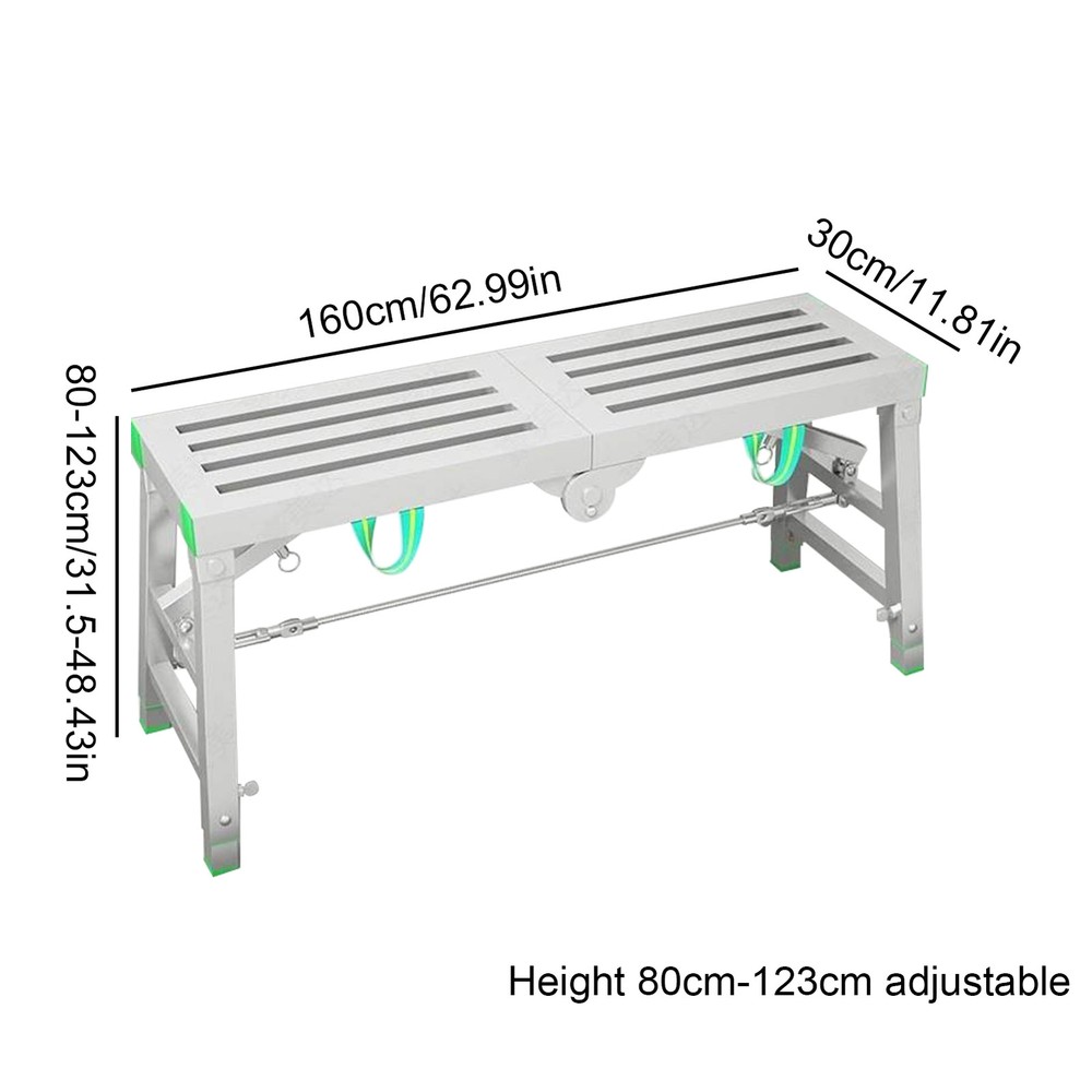 Folding Scaffolding Platform Work Bench Portable Scaffold Adjustable Height 1.6m