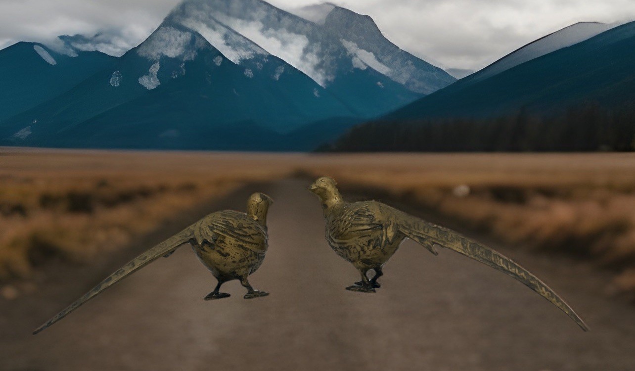 Vintage Pair of SOLID BRASS Pheasant Birds MCM Bird Decor Figurine Old