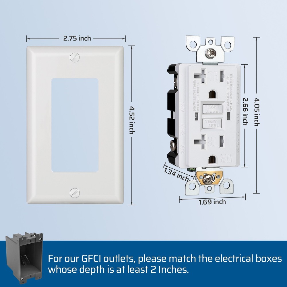 DEWENWILS 5-Pack Weatherproof GFCI, Tamper Resistant, Includes Wall Plate