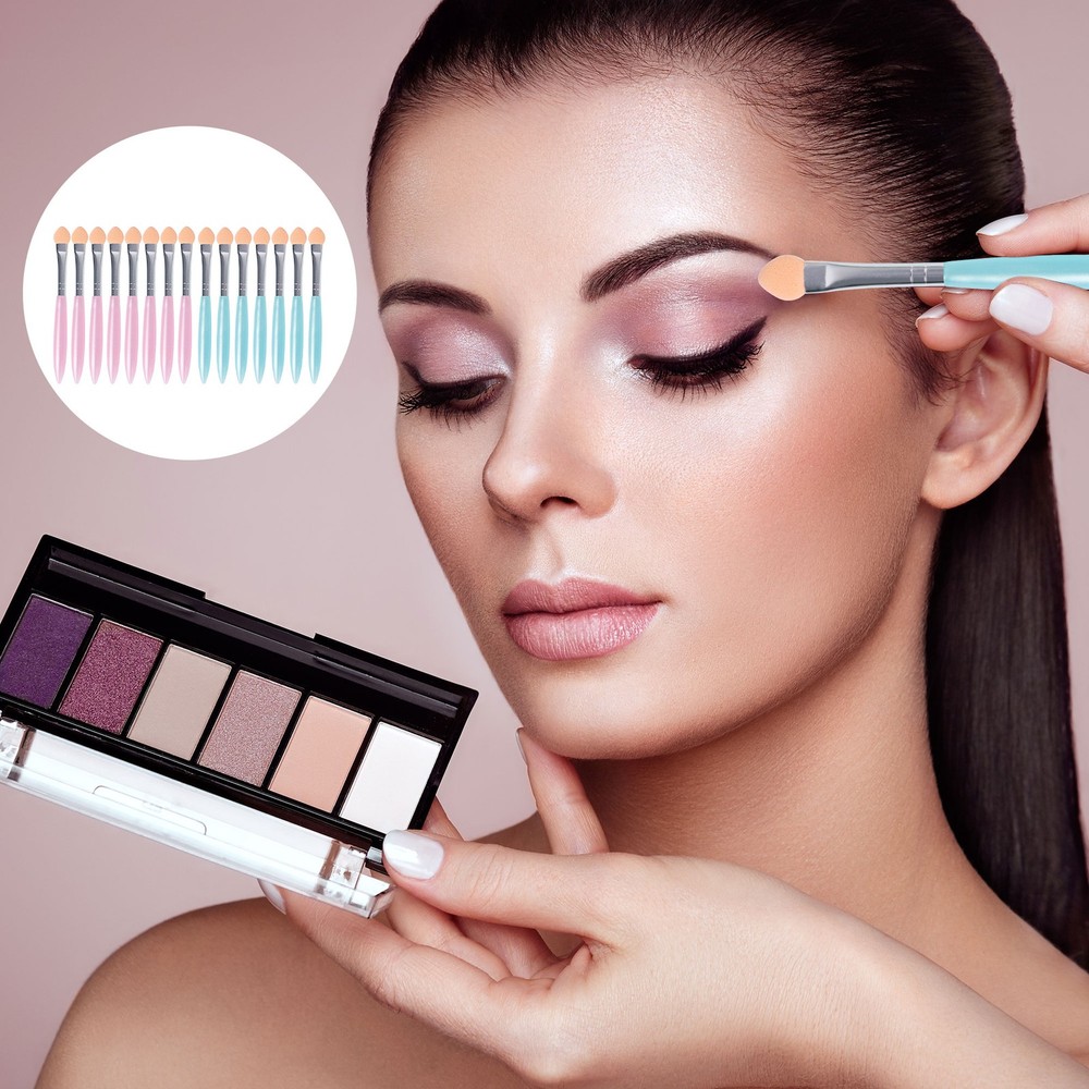 Makeup Eyeshadow Brush - 15 Pcs Portable Eye Shadow Applicator Sponge Tips