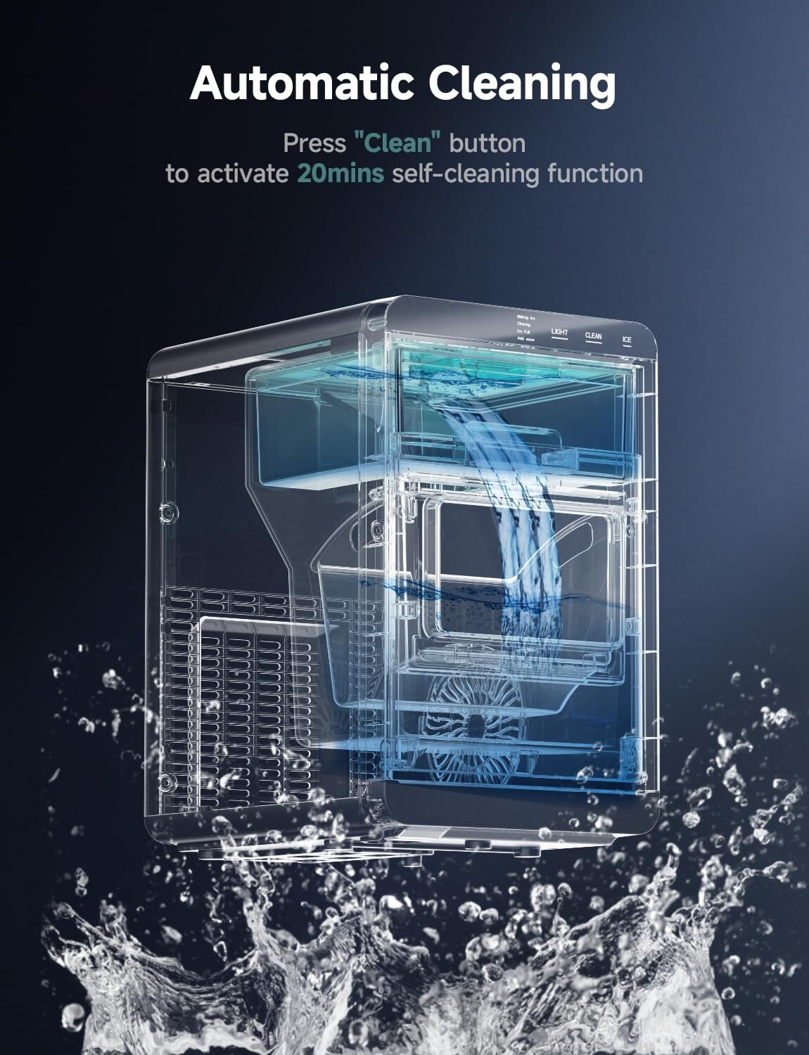 Nugget Ice Maker Countertop 44Lbs/24H Pebble Ice Maker Machine, Self Cleaning