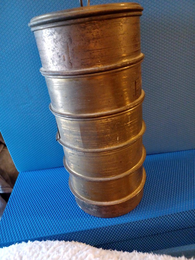 Vintage Brass Stackable Lab Sieves Set(5 + base pan + lid)-11" X 5"-DIAMETER