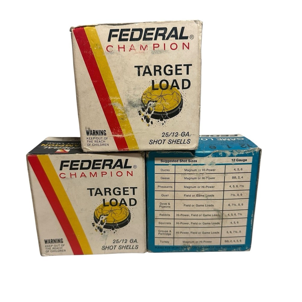 Vintage 12 Gauge Federal Shell Boxes - Empty - Target Load Game Load For Display