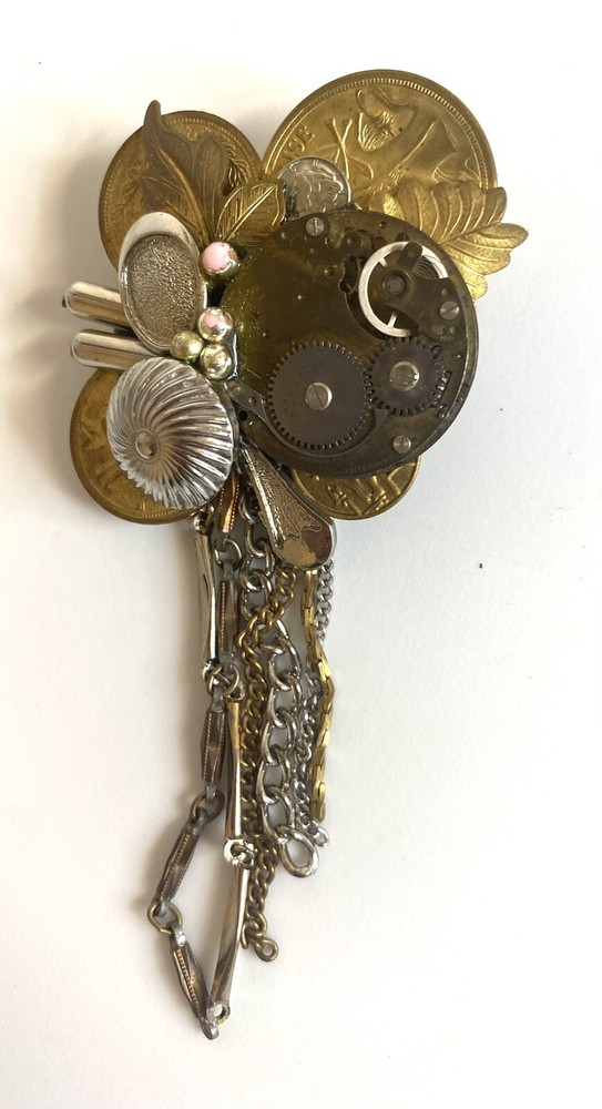 10.30 Vintage brooch, large, designer, multitone, 1988