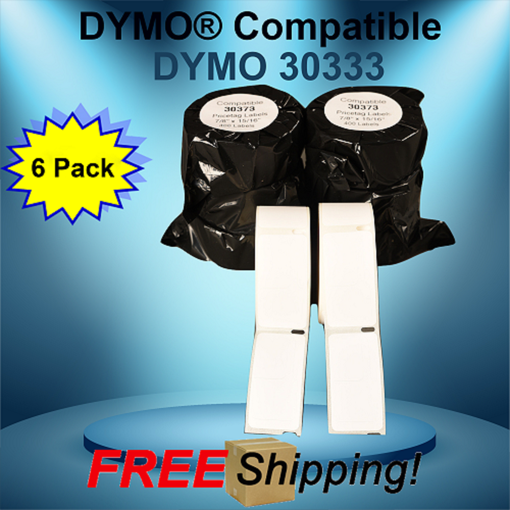 30333 Dymo® Compatible 6 Rolls White Rectangular Shaped Labels Twin Turbo 450