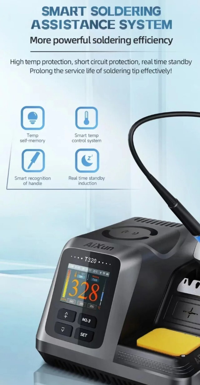 JCID AIXUN T320 Smart Soldering Station With T210 and T245, 2 Handles 6 Tips