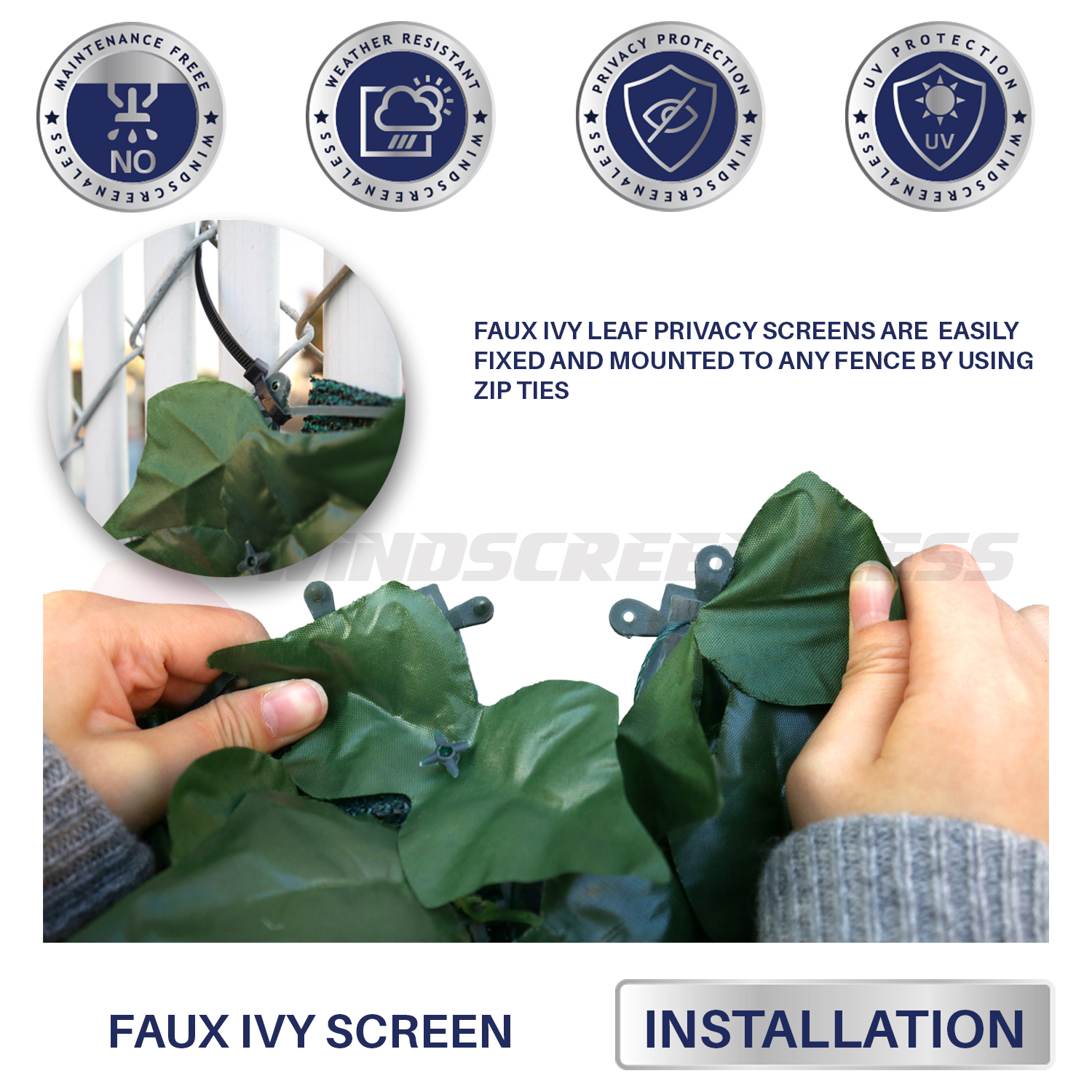 39" (H) Faux Ivy Leaf Privacy Fence Screen Decor Panels Windscreen Patio Garden