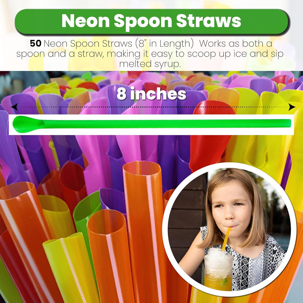105 Piece Multi-Colored Snow Cone/Shaved Ice Kit - Includes 25 Rainbow Polka Dot
