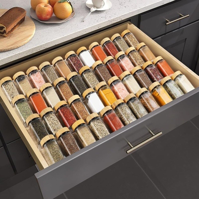 Expandable Acrylic Spice Rack Organizer Set 4 Pack Tiered Storage Solution New