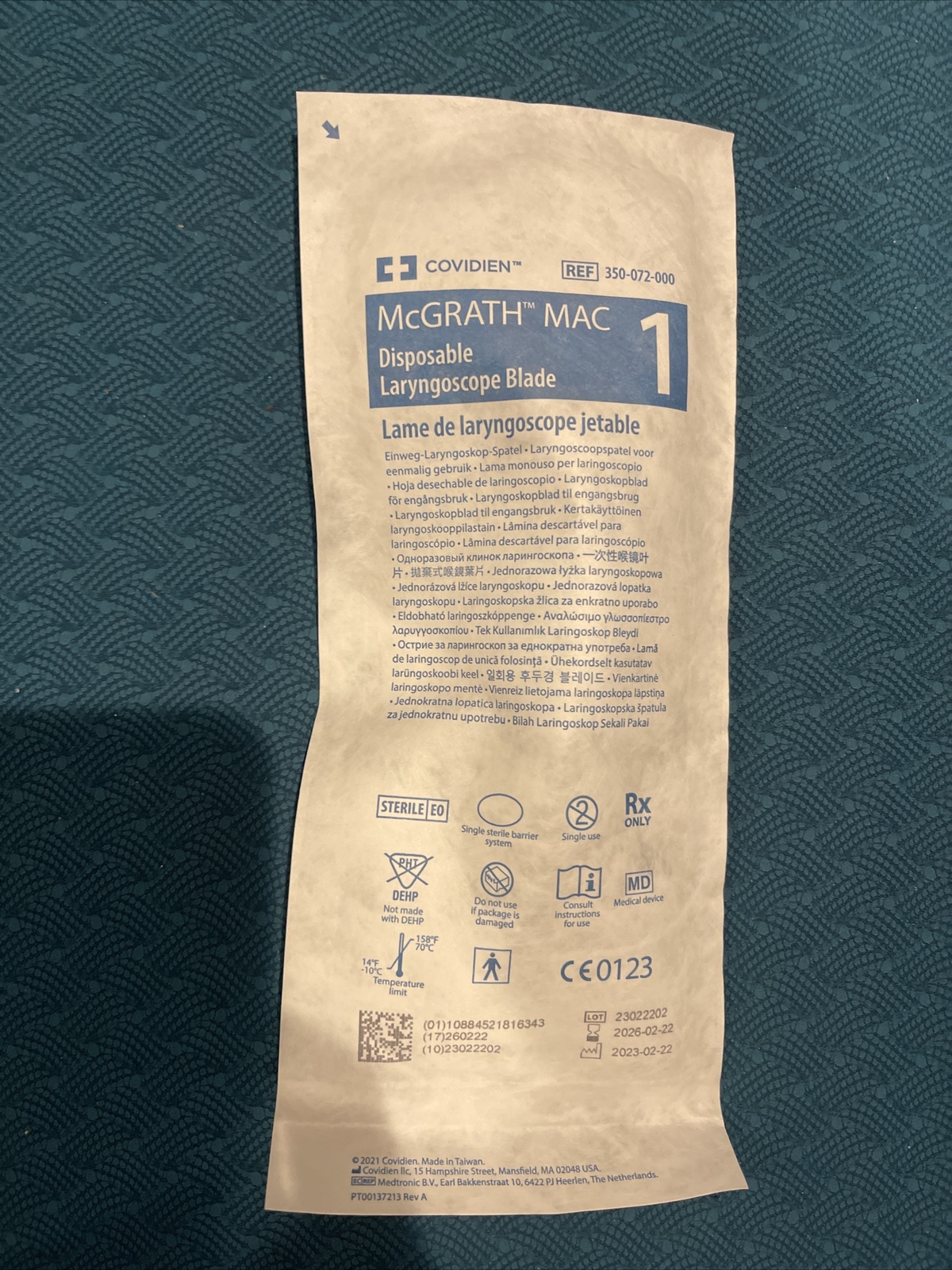 McGrath Laryngoscope MAC # 1 Disposable Blade NEW (expires 2026)