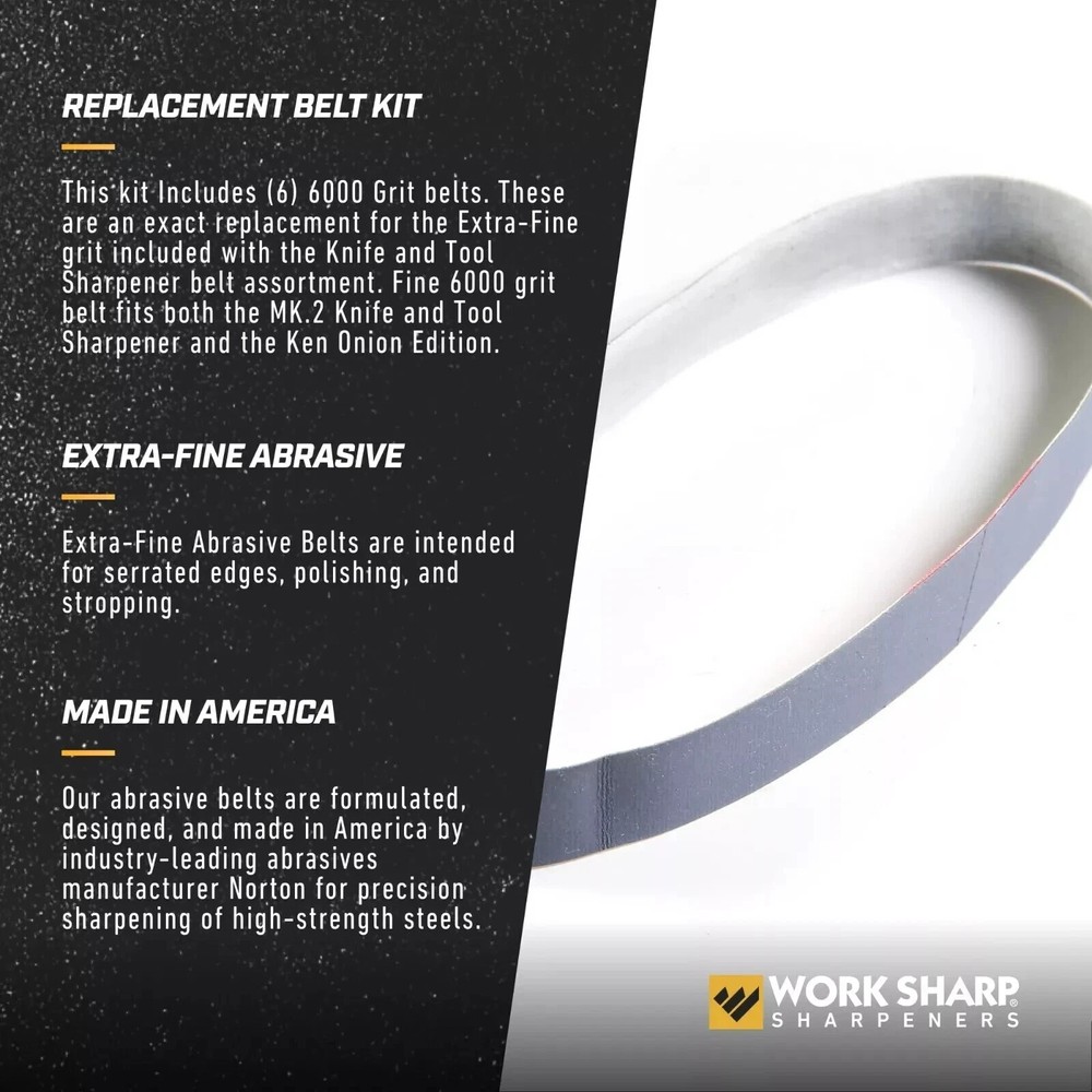 Work Sharp Knife &Tool Sharpener 6000 Grit Fine Replacement Belt Kit WSSA0002705