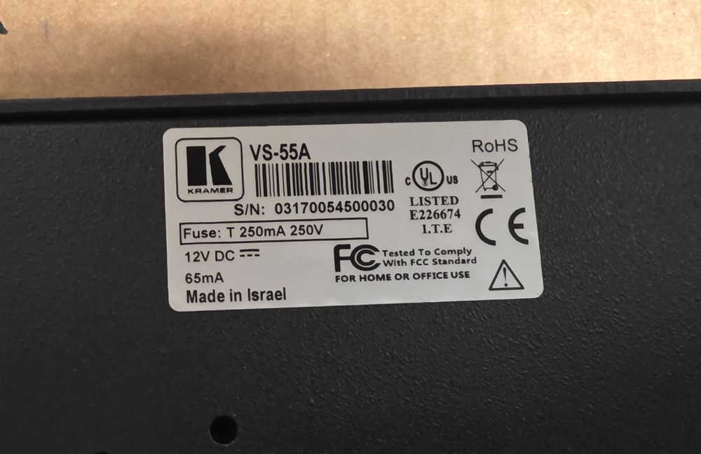 KRAMER VS-55V Vertical Interval Video Switcher 5x1 Composite