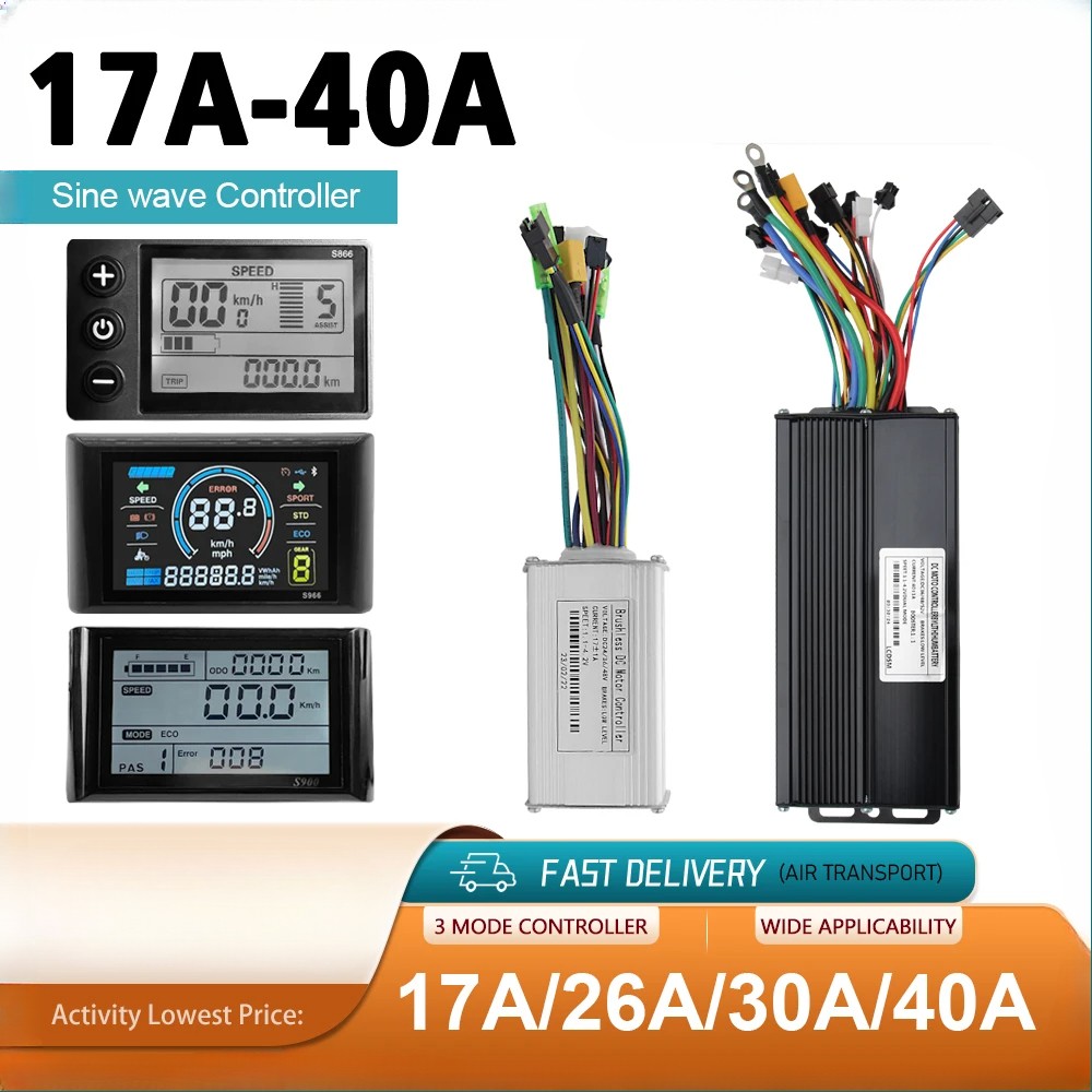 Three-Mode Sine Wave Controller 36V 48V 17A-40A with Learn Function LCD Display