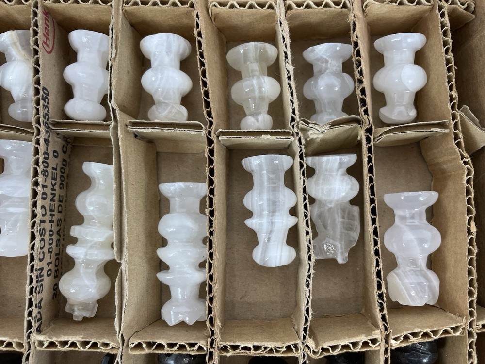 Vintage Marble & Onyx Chess Set Complete