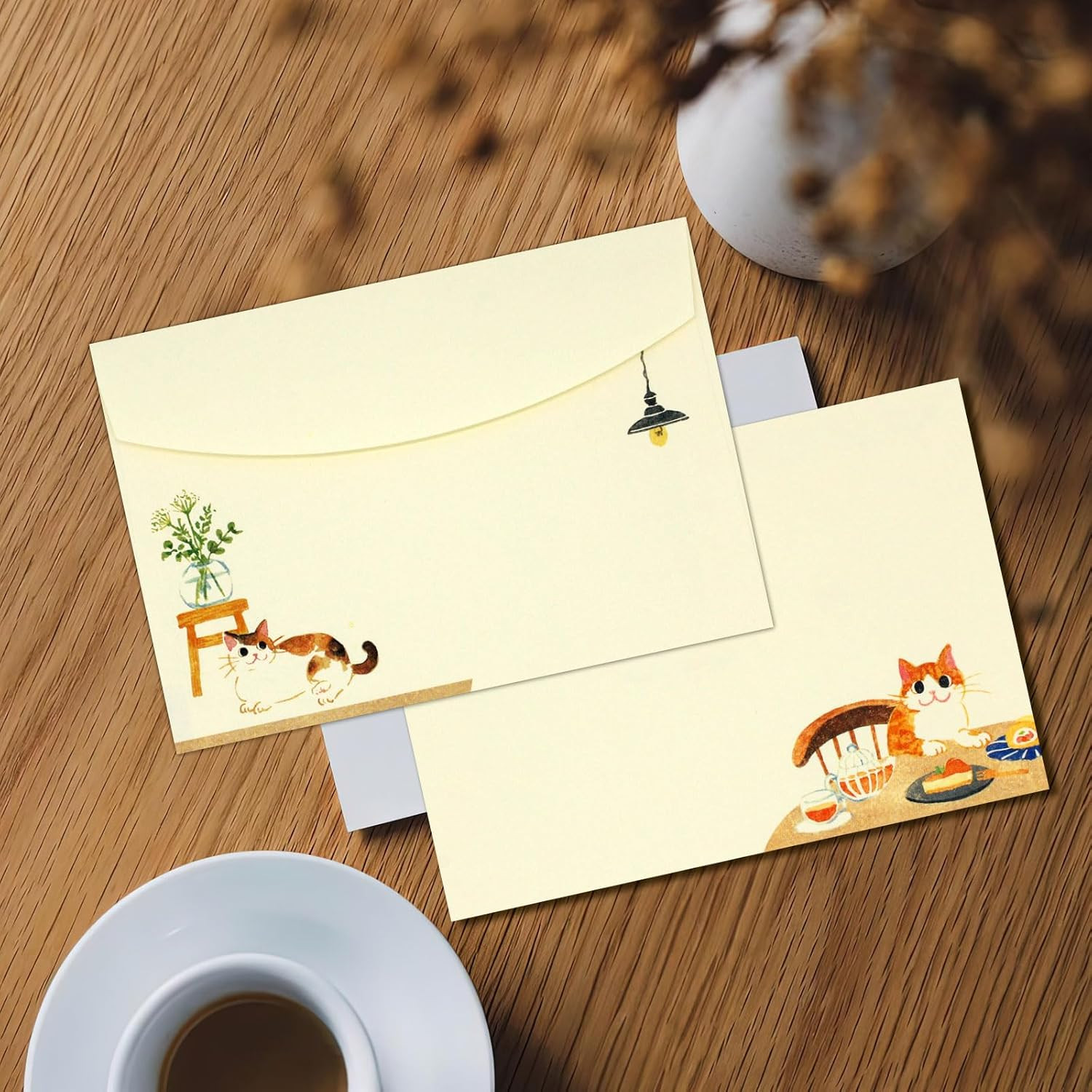 New 36 PCS Writing Paper And Envelopes Set Warm Cute Cat Themed Stationary Set