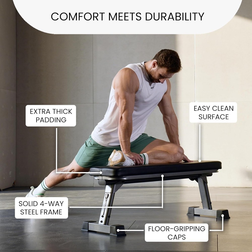 Foldable Flat Bench for Weight Training - 1,000 lb Capacity