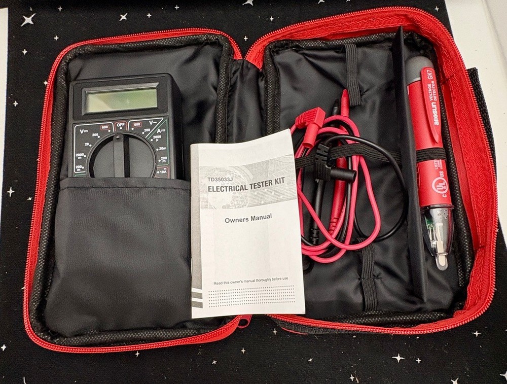 Electrical Tester Kit W/Case & Manual Multimeter & Voltage Detector Works