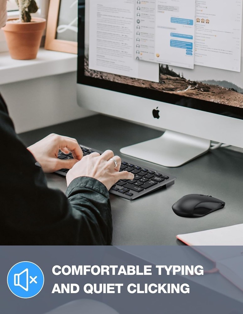 Wireless Keyboard and Mouse Combo, Mini Cordless Computer Keyboard and Mouse ...