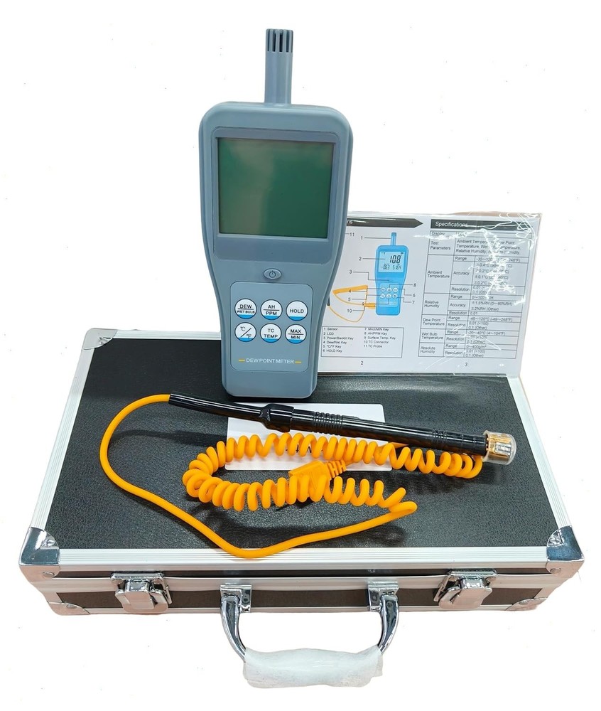 Handheld Thermocouple Dew Point Meter With Data Hold Function 7 Parameters