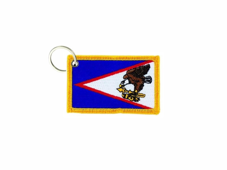 Keychain keyring embroidered embroidery patch double sided flag samoa usa