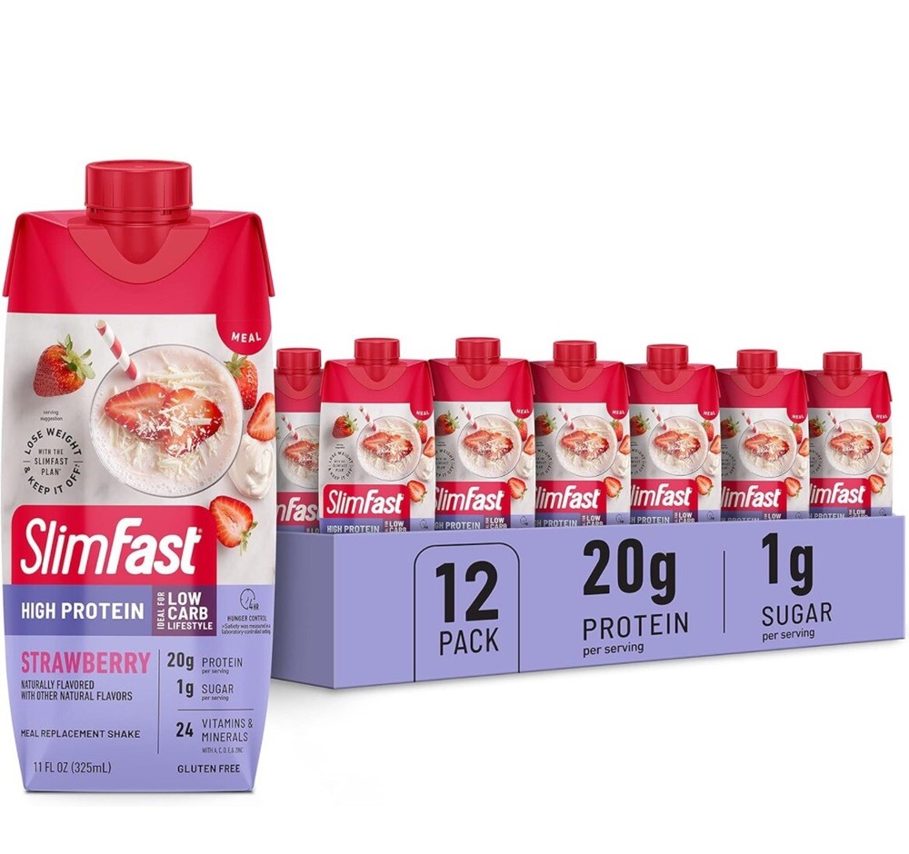 Slimfast Protein Shake, Strawberry- 20G Protein, Meal Replacement Shake