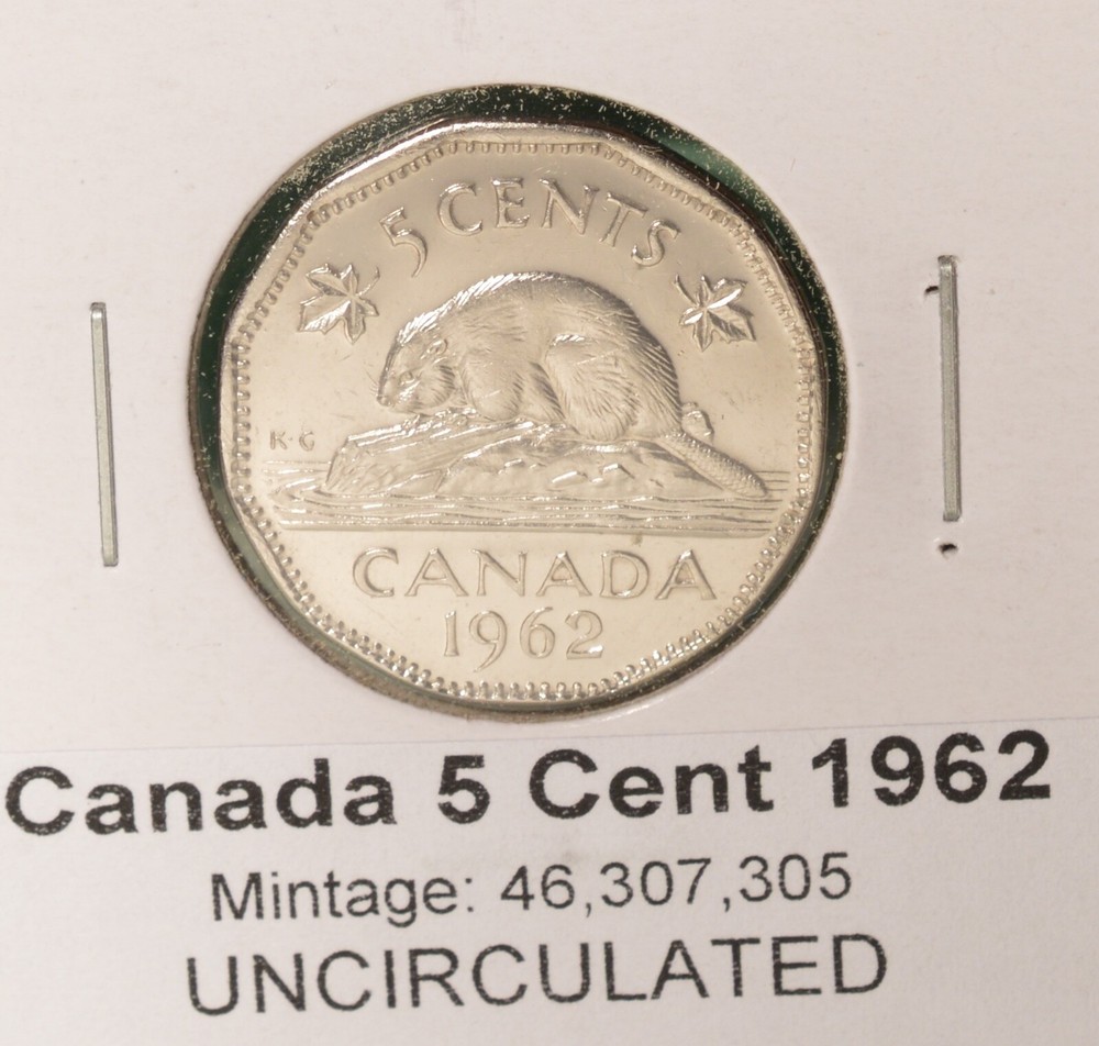 1962 Canada 5 Cent - UNCIRCULATED from Mint Roll 🇨🇦