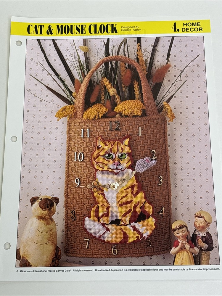Cat & Mouse Clock Annie's Attic Plastic Canvas Pattern Page