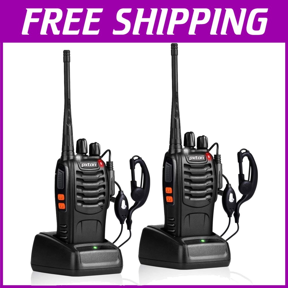 Rechargeable Walkie Talkies with Earpieces (2 Pack)