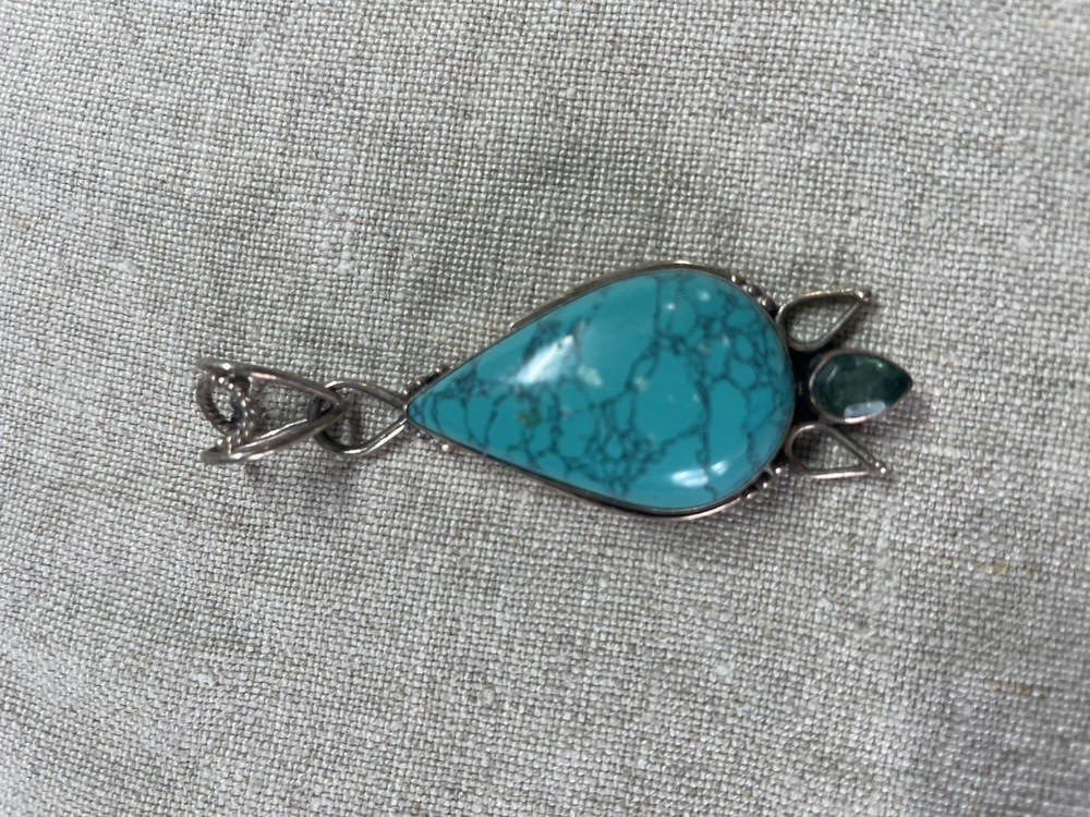Turquoise Silver Teardrop Pendant