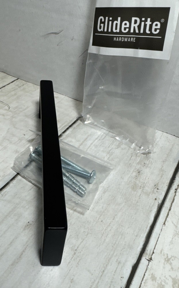 10-GlideRite 5" CC Solid Square Slim Kitchen Bar Pull Matte Black 21683-128-MB-1