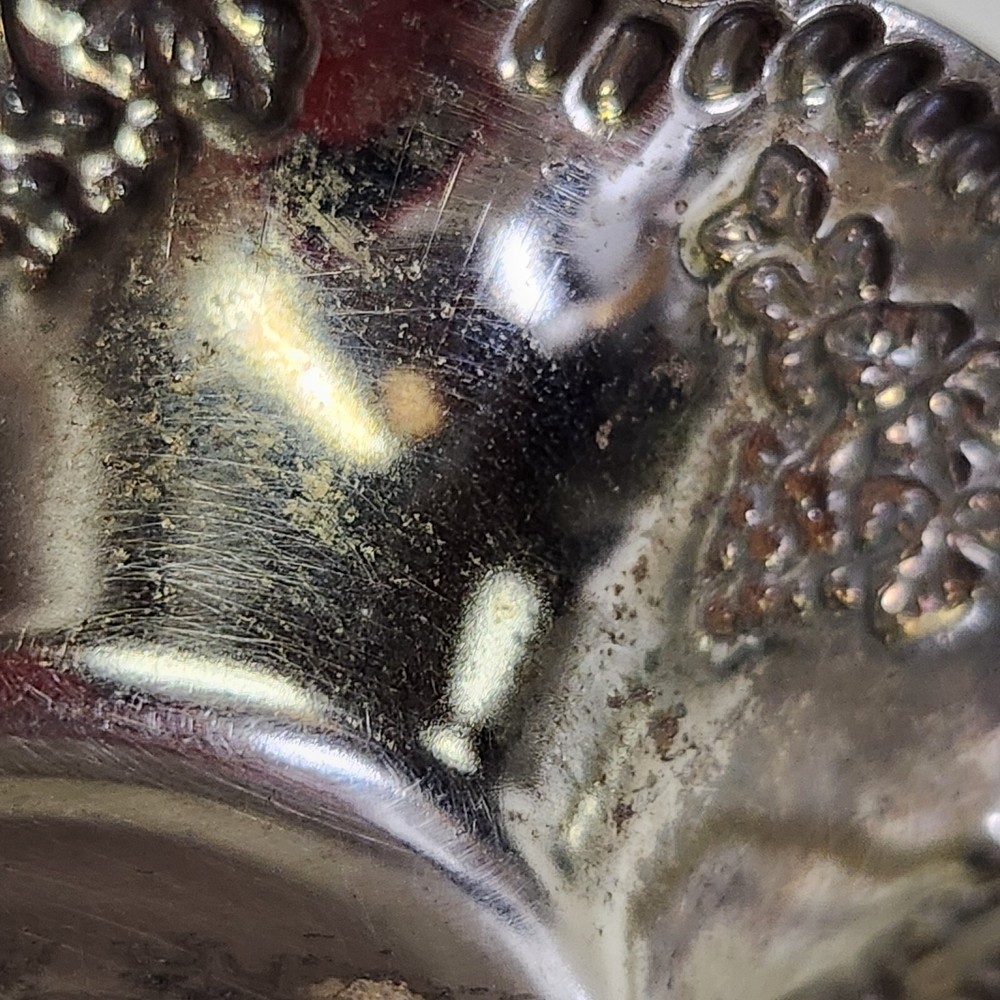 Two Small Silver Plated Trinket/ Dishes Grape Pattern Hong Kong