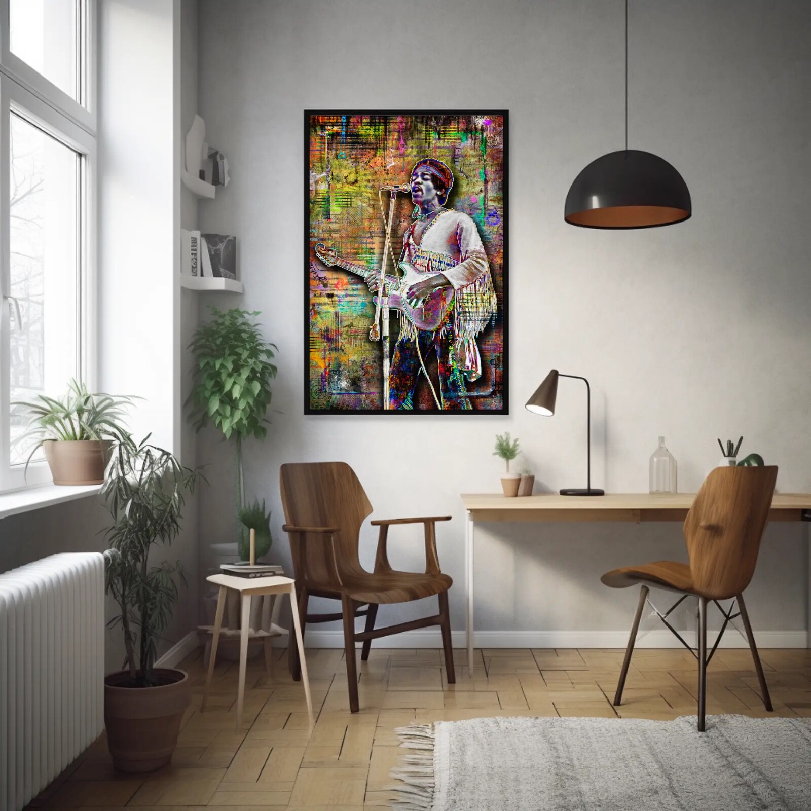 Jimi Hendrix 16x20in Poster, Jimi Hendrix Guitar Tribute Print Free Shipping US