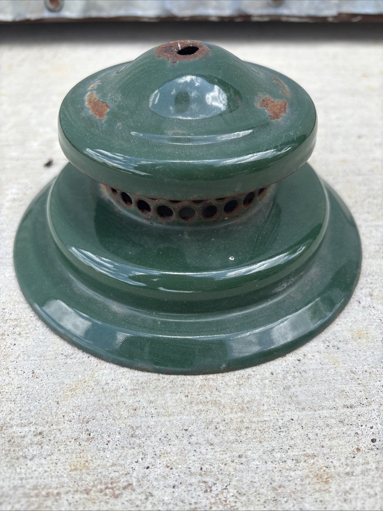 2-Coleman Lantern Green Tall Ventilator / Top / Hat Solid Some Chips/Dents/Holes