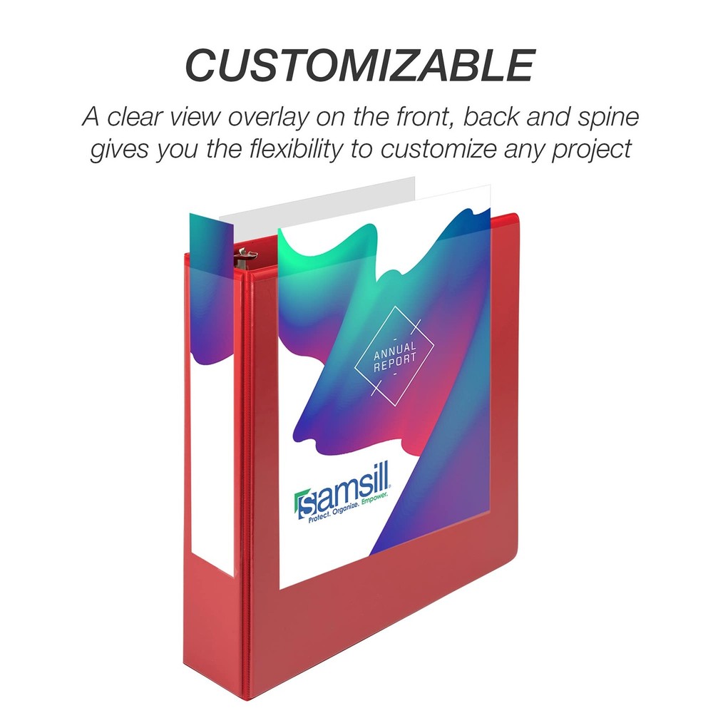 Durable Red 2 Inch 3 Ring Binder with Clear Overlay for Customization 480 Sheets