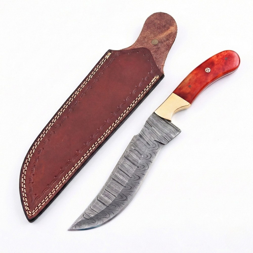 Survival Knife Fixed Blade Damascus Bone Bushcraft EDC Skinner