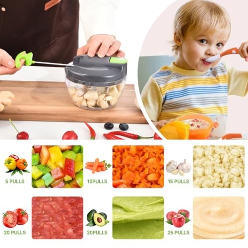 Manual Food Chopper 500ml Pull String Veggie Garlic Onion Mincer Kitchen Tool Gr