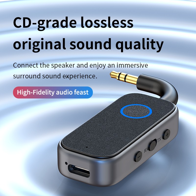 Bluetooth-Compatible 6.0 2-In-1 Transmitter/Receiver 3.5MM AUX Car Audio Player