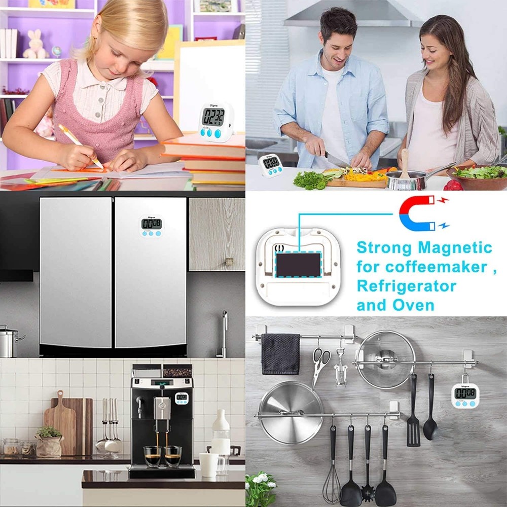 White 2-Pack Digital Timer II - Easy Read Timer with Retractable Stand & Alarm