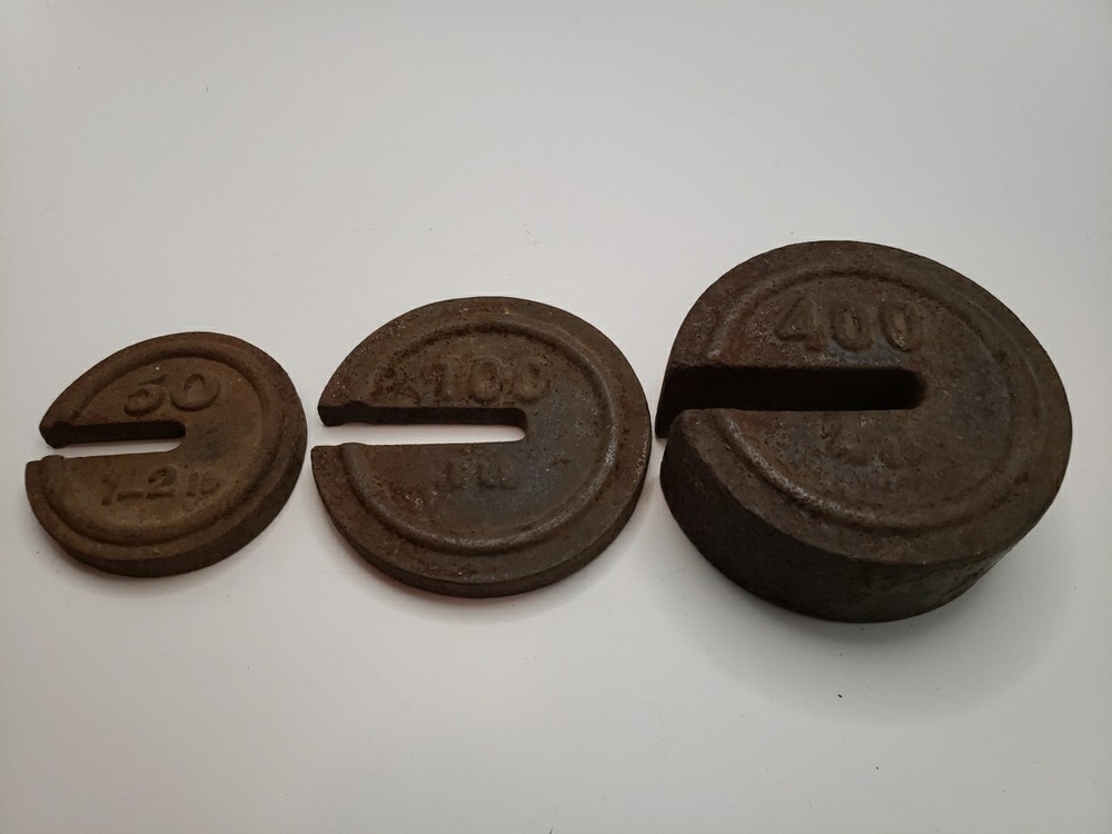 Vintage Cast Iron Balance Scale Weights