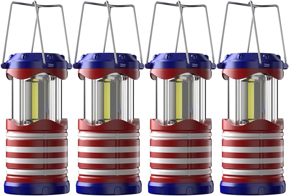 Lichamp LED Camping Lantern, 4 Pack Battery Powered Flashlight Red+White+Blue
