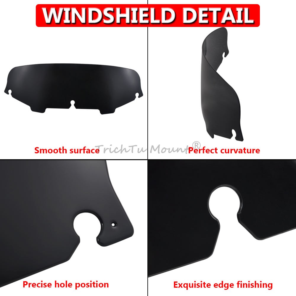 Black 5" Windshield Windscreen For Harley Electra Glide Standard FLHT 1996–2009