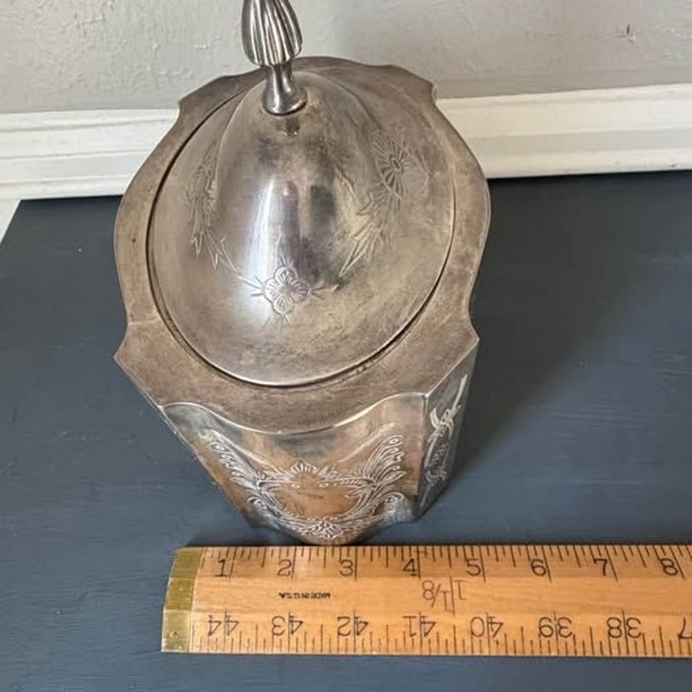 Vintage Silver-plate Lidded Lined Trinket Box