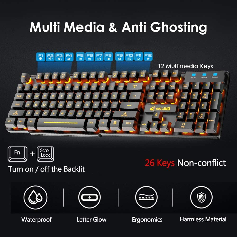 Rainbow LED Backlit Wireless Gaming Keyboard and Mouse Sets For PC PS4 Xbox one